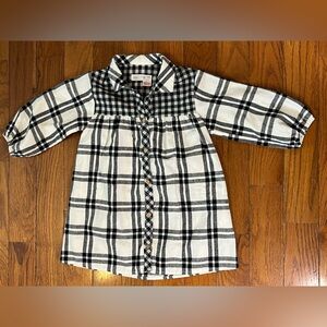 Zara Kids Black White Plaid Shirt Dress Girls 4–5Y Good Condition
